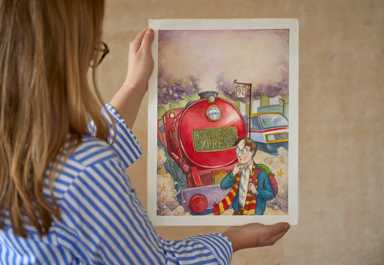 An original watercolour illustration for the cover of Harry Potter and the Philosopher’s Stone, 1997 could sell for US$600,000 at a Sotheby’s auction this summer. Courtesy of Sotheby’s